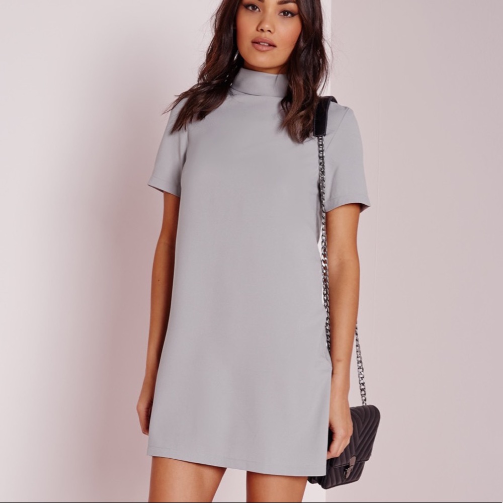 Missguided High Neck Short Sleeve Shift Dress